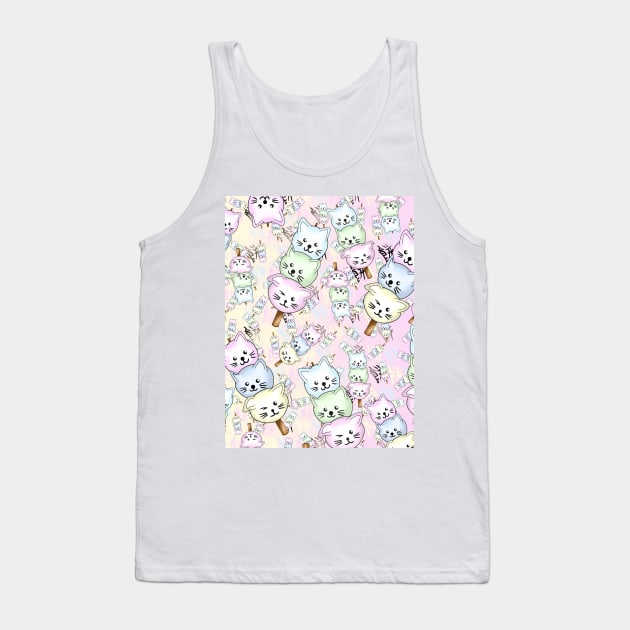 cute cat dango pattern on pink and cream Tank Top by cuisinecat